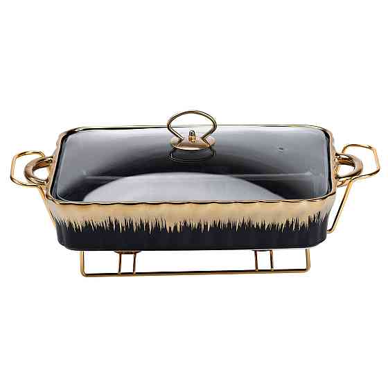 Чорний фарфоровий мармит прямокутний, 2 л, 40x23 см Київ