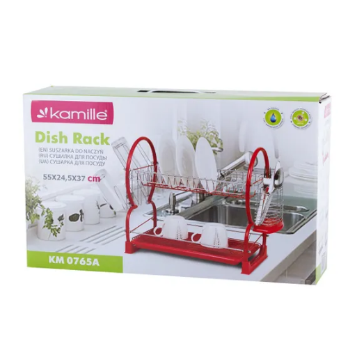Сушарка для посуду двоярусна 55*24,5*37см червона KAMILLE Житомир - изображение 2