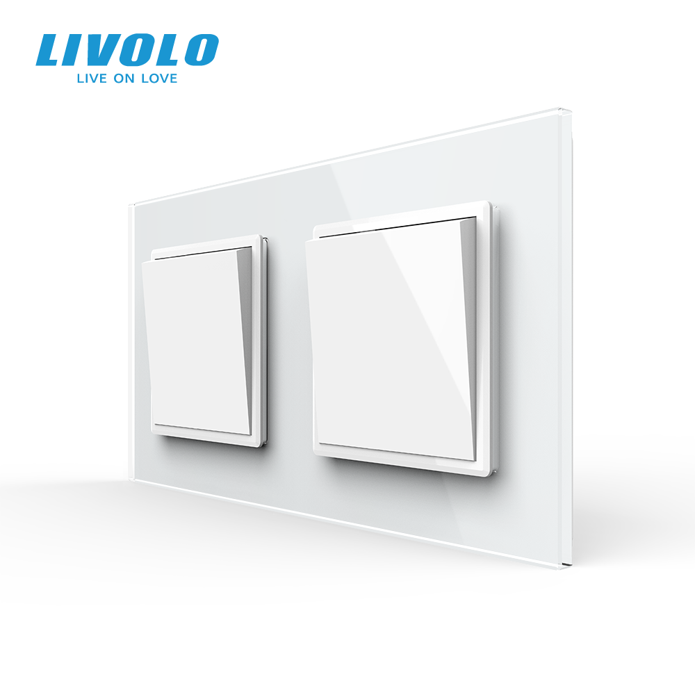 LIVOLO Двоклавішний вимикач (1-1) Livolo білий скло (VL-C7K1K1-11) Коломия - фото 3