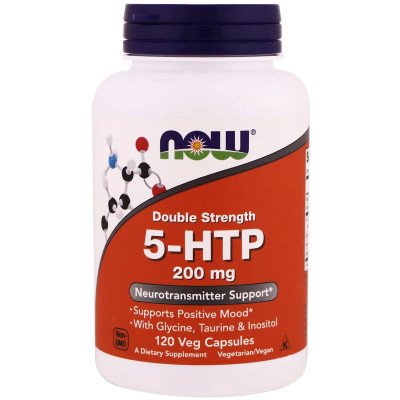 Амінокислота Now Foods 5-HTP (Гідрокситриптофан), Подвійна Сила, 200 мг, 120 вегета (NOW-00111) Вінниця - фото 1