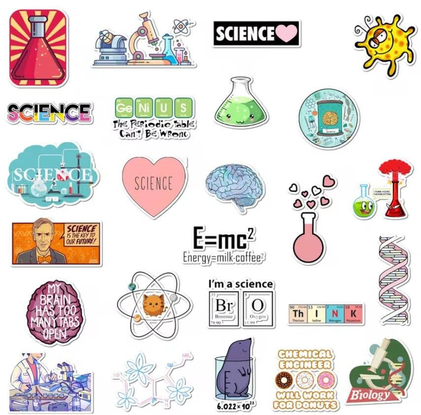 Наклейки наука science стикеры набор 50 шт виниловые для декора Киев - изображение 3