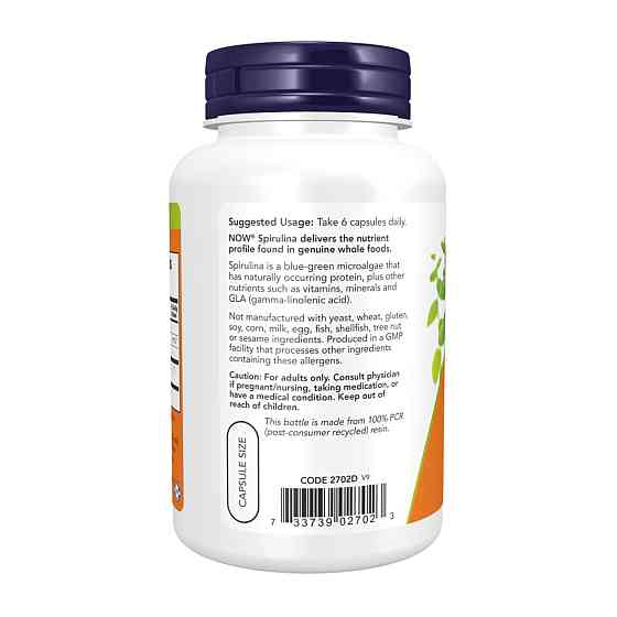 Спирулина NOW Foods Spirulina 500 mg 120 вег капс Киев