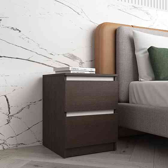 Прикроватная тумба VAYS R-5 Венге Темный-Белые планки, 2 ящика без ручек, ЛДСП 40×40×53 см – тумба в спальню Львов