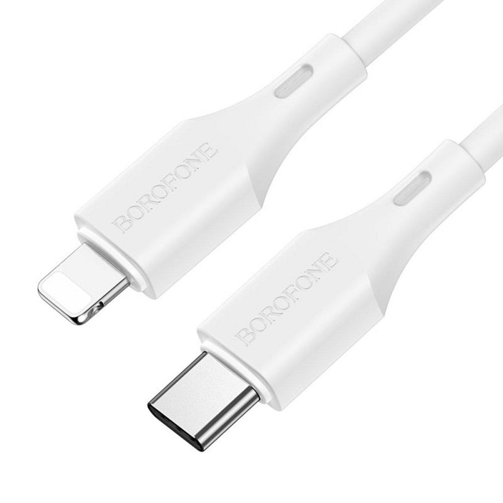Кабель BOROFONE BX42 USB - Lightning 2.4A, 1m, силиконовый, TPE разъемы, цвет белый BX42LW Одесса - изображение 1