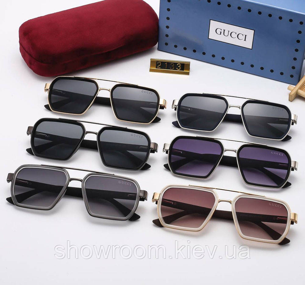 Мужские прямоугольные солнцезащитные очки GG (036) gold Киев - изображение 3