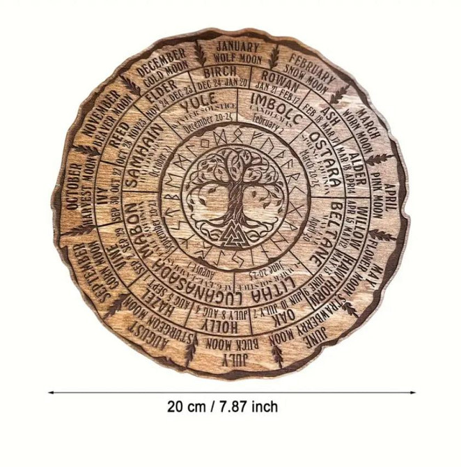 Деревянный календарь в виде кельтского дерева жизни, Викканский календарь, Деревянный знак Колеса Го Киев - изображение 4