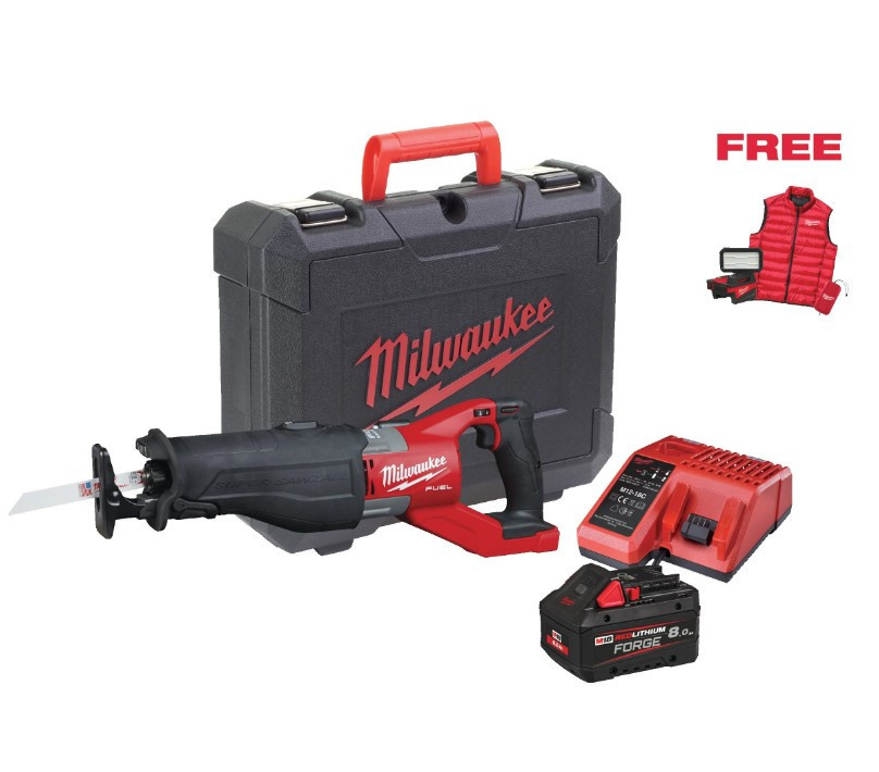 Пила шабельна акумуляторна MILWAUKEE, M18 FSX-801C (+зар.пр., 1 акум.Х 8Аг, кейс)+M18 ALIS-0+жилетка Одеса - фото 3