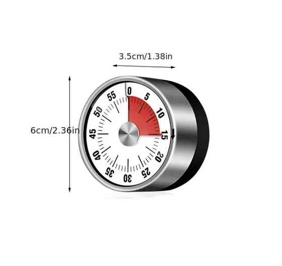 Таймер механічний для кухні, зворотній відлік, колір хром,на магніті на задній частині виробу Київ