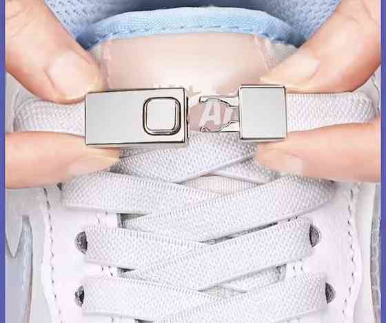 Еластичні шнурки без зав'язок з металевими застібками Білий Смела