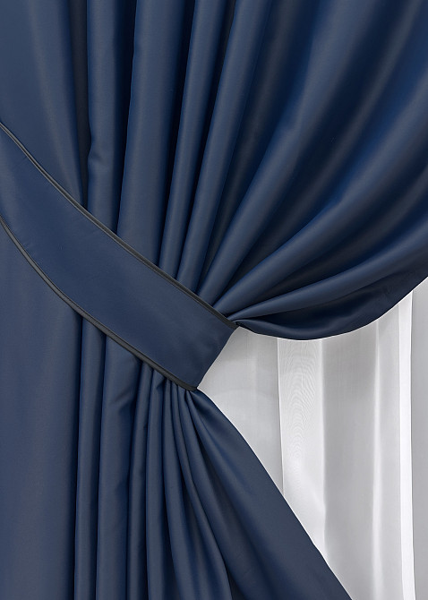 Комплект готовых штор VR-Textil Блэкаут Midnight № 1164ш Темно-синий 150х290 см 2 шт (30-977) Киев - изображение 13