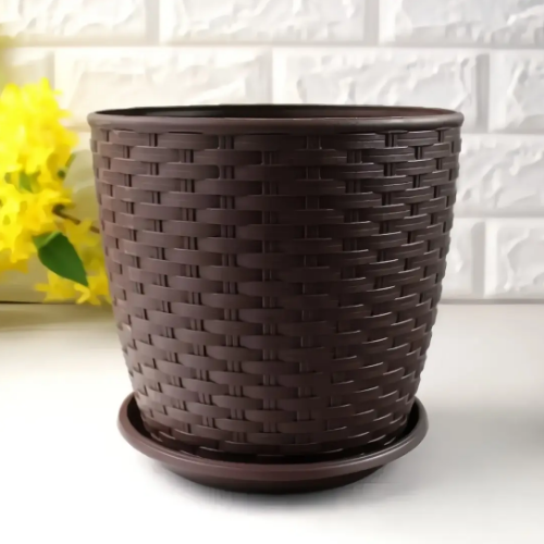 Вазон Ротанг з підставкою 20*18см темно-коричневий Алеана Житомир