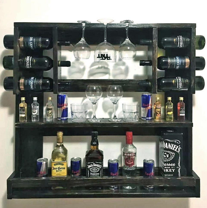 Настінна винна полиця "Хамамацу" венге Миколаїв - фото 1