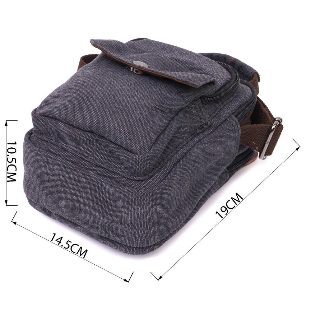 Компактная мужская сумка из плотного текстиля Vintage 22218 Черный Киев - изображение 3