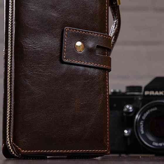 Мужской клатч в гладкой коже 20236 Vintage Коричневый Киев