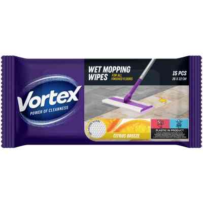 Салфетки для уборки Vortex Citrus Breeze Влажные для пола 15 шт. (4823071663549) Винница