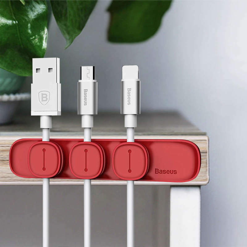 Магнітний органайзер тримач для проводів Baseus Peas Cable Clip ACWDJ-09 (Червоний) Николаев - изображение 6