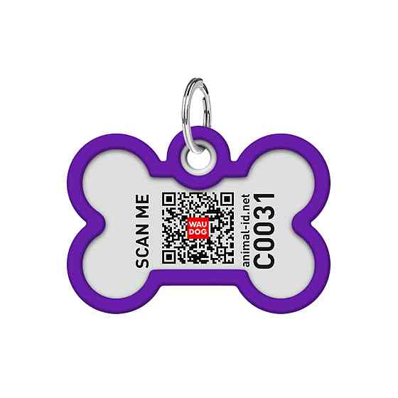 Адресник для собак и кошек металлический WAUDOG Smart ID с QR паспортом, рисунок 