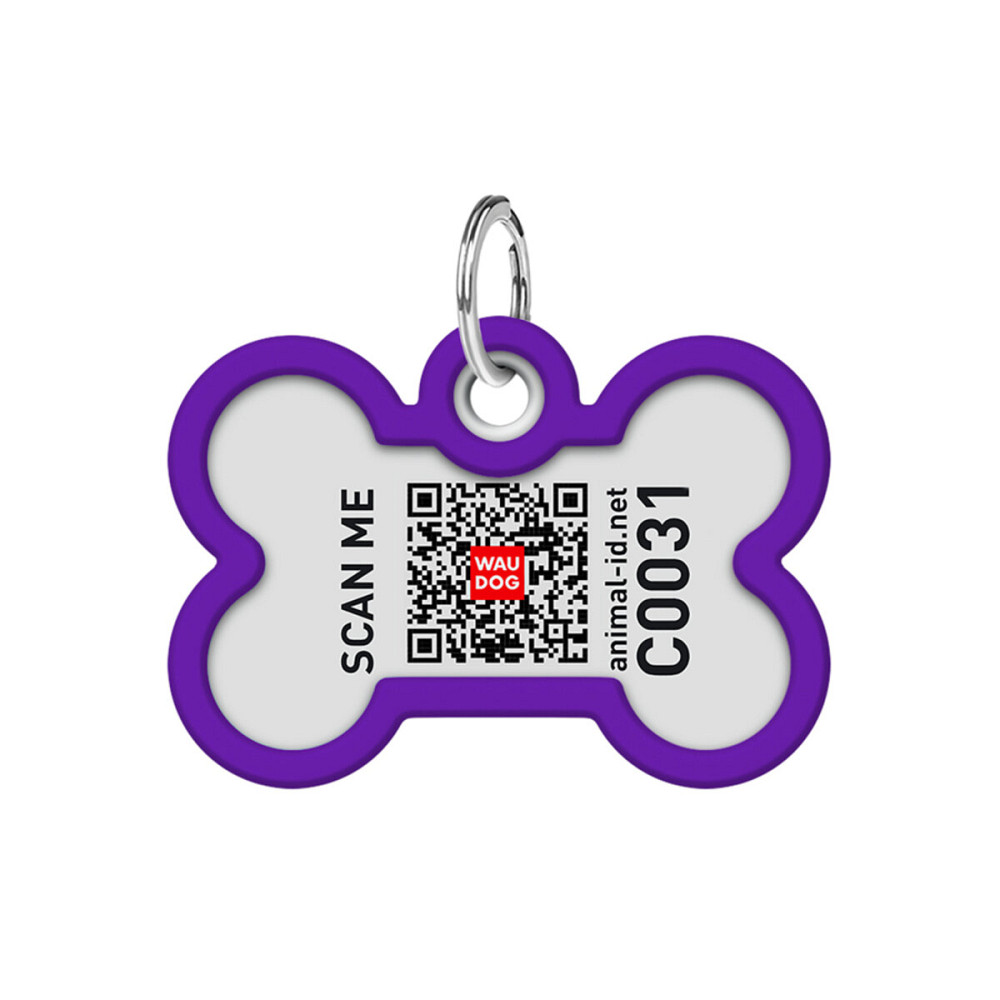 Адресник для собак и кошек металлический WAUDOG Smart ID с QR паспортом, рисунок 