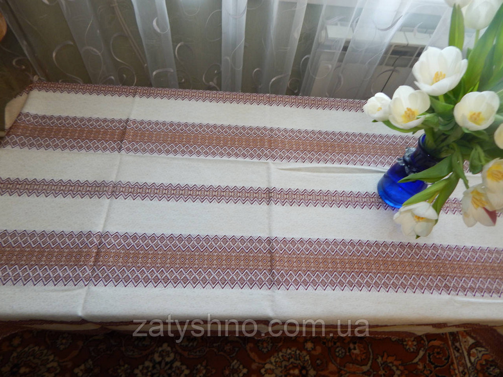 Кавова вишита скатертина льон Київ - фото 4