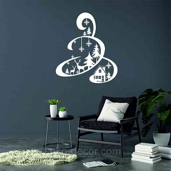 Декоративное настенное Панно «Новый год», Декор на стену 70*61 см, Белый Киев