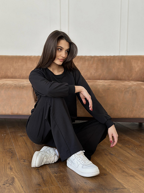 Жіночий спортивний костюм із широкими штанами Чорний M/L Харків - фото 9