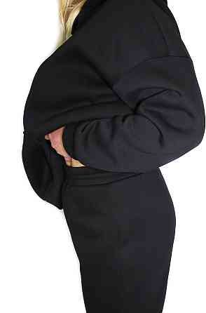 Женский спортивный теплый костюм на флисе батал Черный р 2XL/3XL Харьков