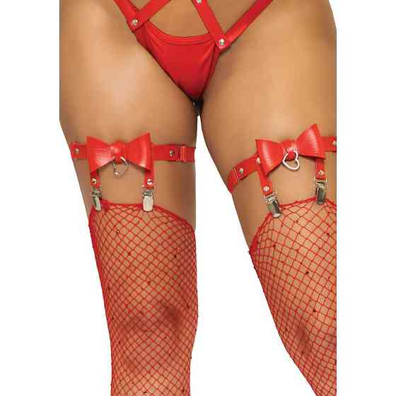 Подвязки для чулок Street Chic Leg Avenue, с бантиком и подвеской, красные, One Size Sex Aura Киев
