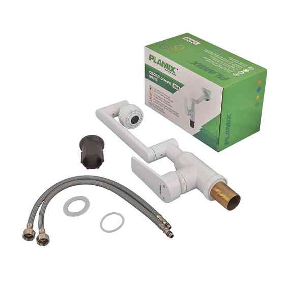 Змішувач для умивальника з регульованим виливом Plamix Oscar-001-FX SET White (з підведенням) (Колір білий) (PM6105)   ( 22628 ) Харьков