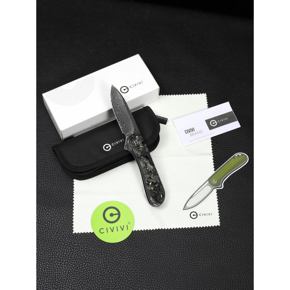 Ніж складаний кишеньковий Civivi Elementum, (7.5 см) Damascus / Carbon Fiber сірий Киев - изображение 17