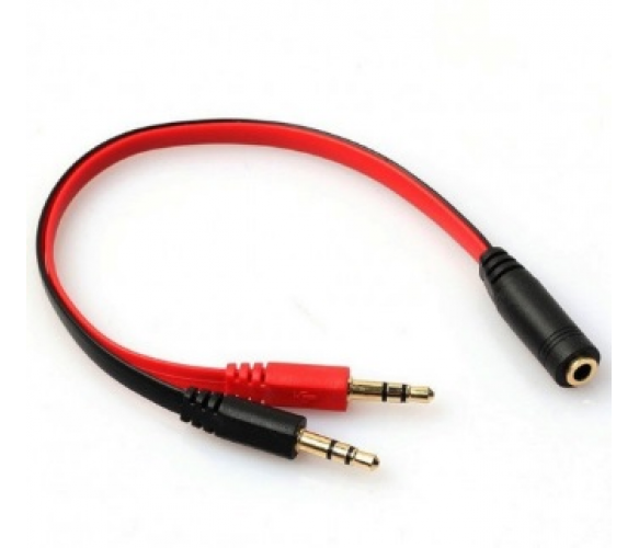 Спліттер Jack 3.5(мама) =>2*Jack 3.5(тато) для навушників і мікрофон, круглий, Пакет Полтава - фото 1