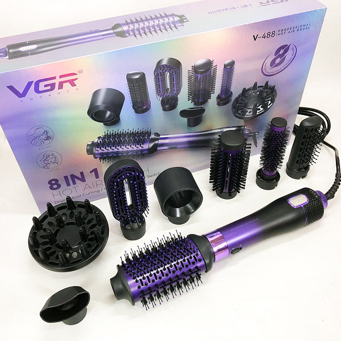 Фен-щітка стайлер VGR 8 в 1 V-488. ZG-373 Колір: фіолетовий Київ - фото 4