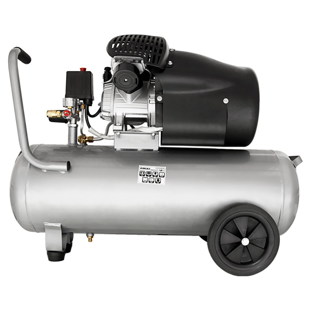 Sigma Компрессор двухцилиндровый (V) 2.5кВт 455л/мин 10бар 50л (2 крана) SIGMA (7043721) Коломия - фото 7