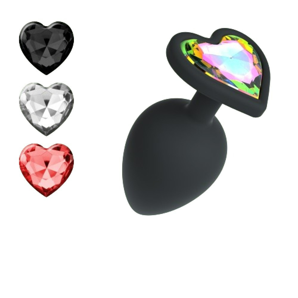 Анальная пробка Cuore Crushious, со сменными кристаллами, силиконовая, черная, 7 х 2.7 см, размер S Sex Aura Киев - изображение 1