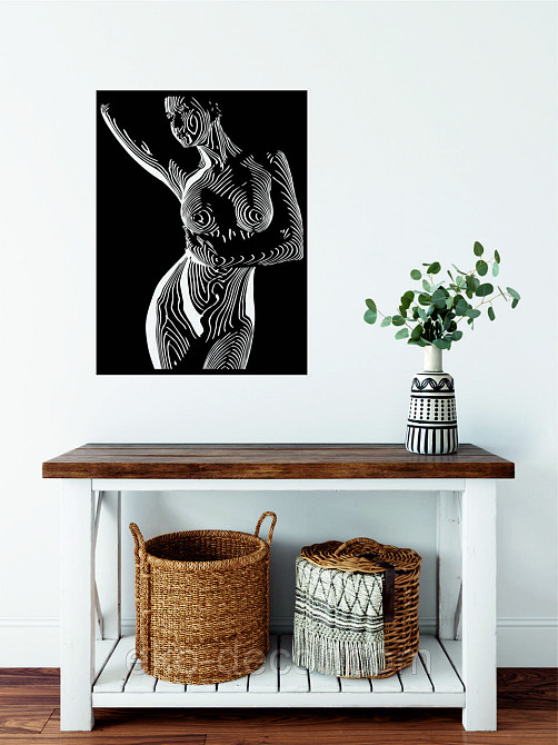 Декоративне настінне Панно «Жіноче тіло», Декор на стіну 90*66 см, Чорний Київ - фото 8