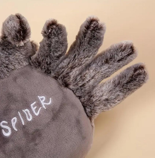 М’яка іграшка-павучок з пухнастим хутром | Іграшковий павук з великими Глазама, сірого кольору, 17×11 см Київ - фото 2