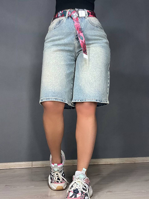 Шорти жіночі джинсові Liana 4-012 бермуди середня довжина з ременем блакитні, блакитний, 29, 29, 78 см, 108 см Київ - фото 8