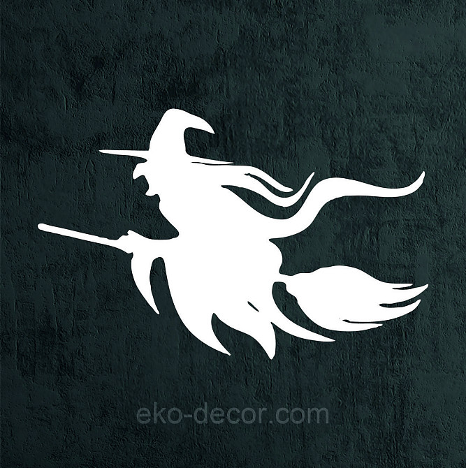 Декоративное настенное Панно «Ведьма на метле с котом», Декор на стену 70*45 см, Белый Киев - изображение 9
