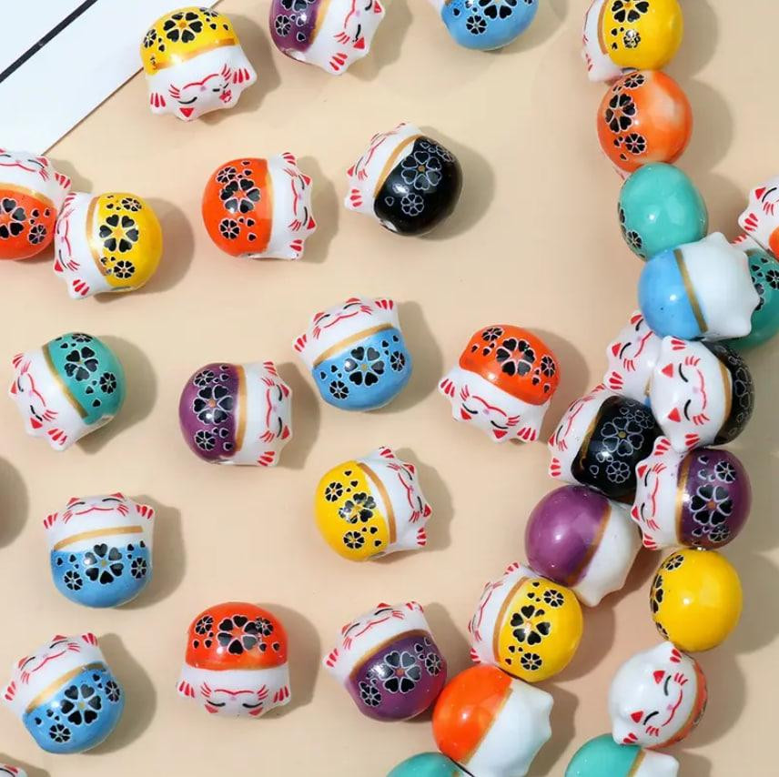 Разноцветные керамические бусины Lucky Cat (Манеки-Нэко) для украшений. Киев - изображение 4