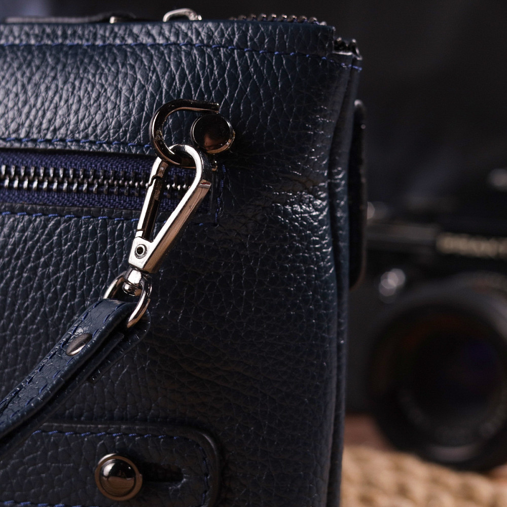 Чоловічий клатч з натуральної шкіри CANPELLINI 21550 Синій Київ - фото 1