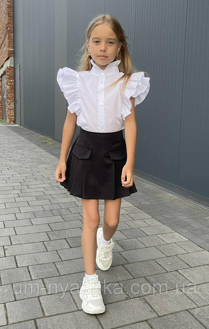Комплект школьной формы блузка короткий рукав и юбочка-шорты 116-134 Кривой Рог - изображение 1