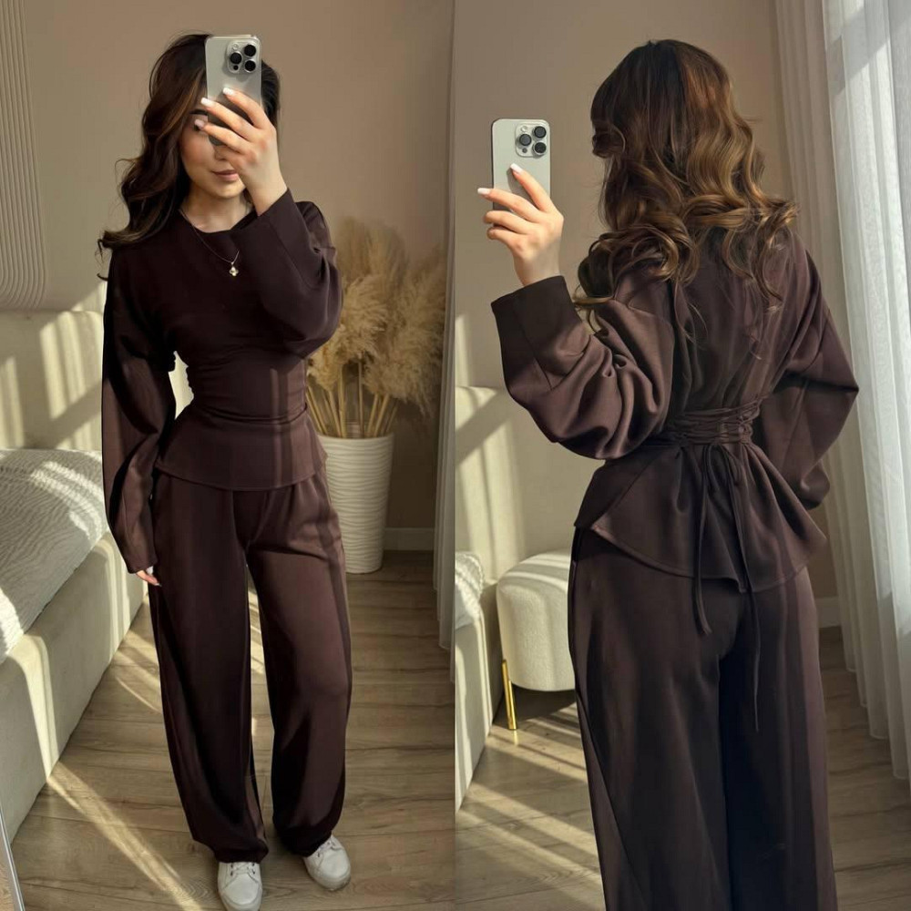 Женский стильный элегантный костюм качественная трехнить петля Шоколад, 42/44 Одесса - изображение 1