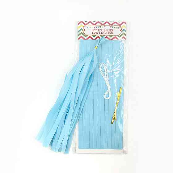 Кисточки тассел бумажные гирлянды 5 шт 35 см голубой Киев