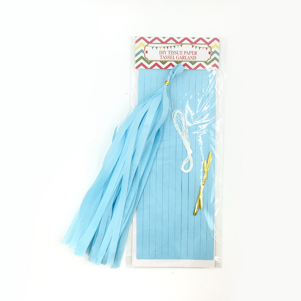 Пензлики тасел паперові гірлянди 5 шт 35 см блакитний Київ - фото 2