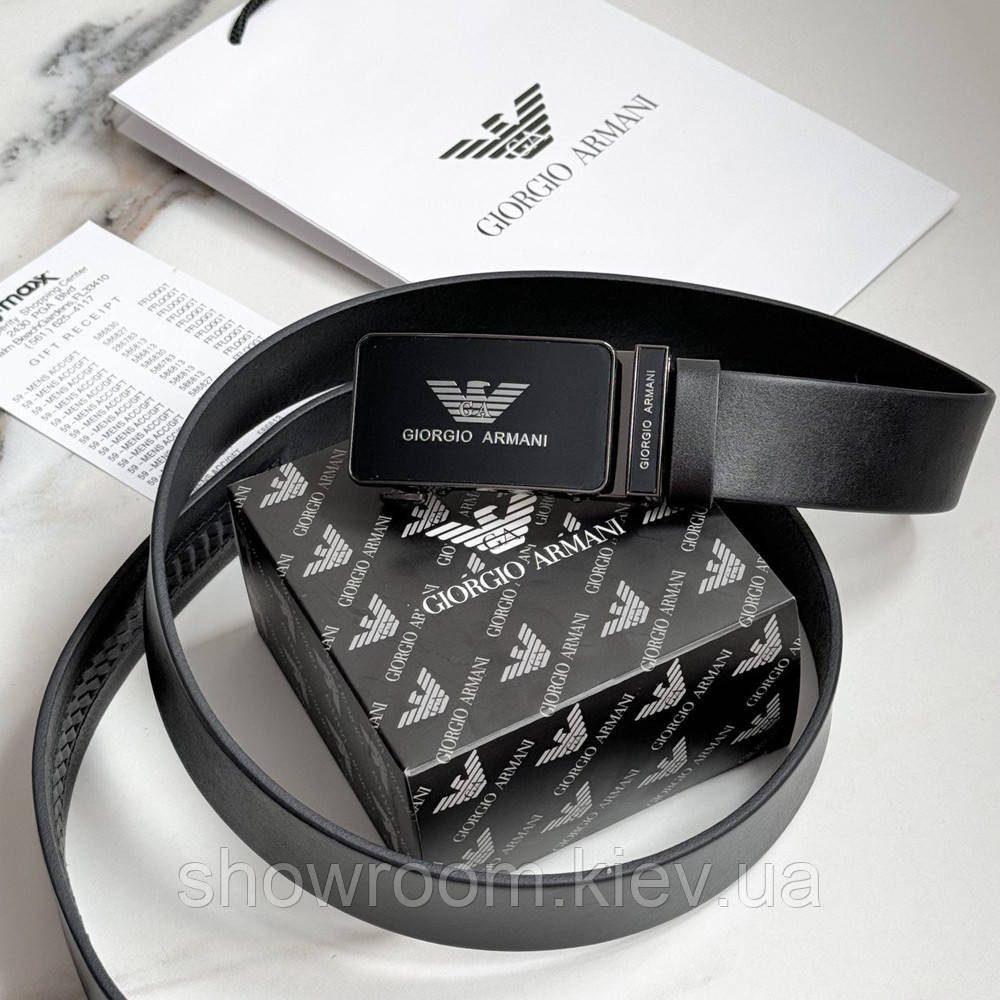 Чоловічий шкіряний ремінь із пряжкою автомат (311) чорний Київ - фото 4
