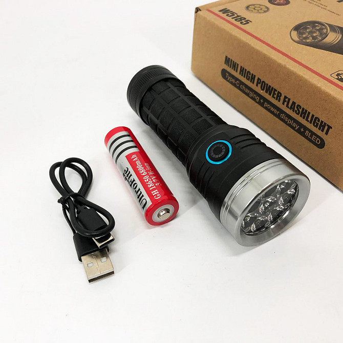 Светодиодный фонарик PLD W5185-8XHP360, Мощный ручной фонарик, Долговечный YZ-718 светодиодный фонарь Киев - изображение 5