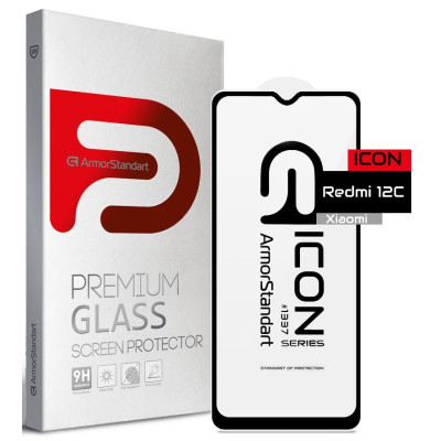 Скло захисне Armorstandart Icon Xiaomi Redmi 12C Black (ARM67042) Вінниця - фото 1