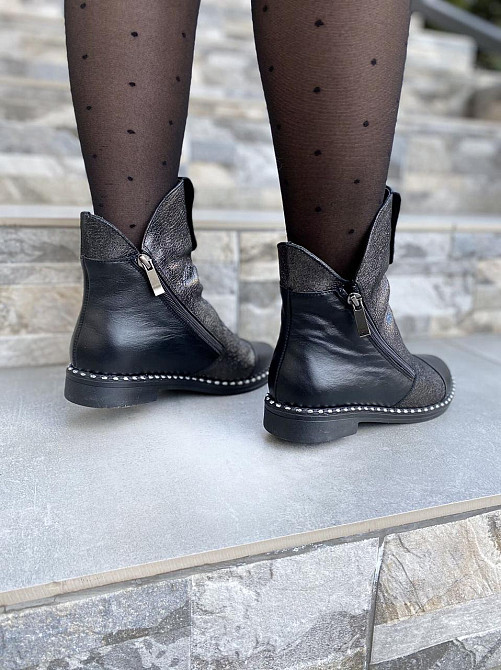 Vesna Жіночі черевики VESNA чорні натуральна шкіра-сатин зима висота 13 см (2266) 36р.39р. Коломия - фото 7