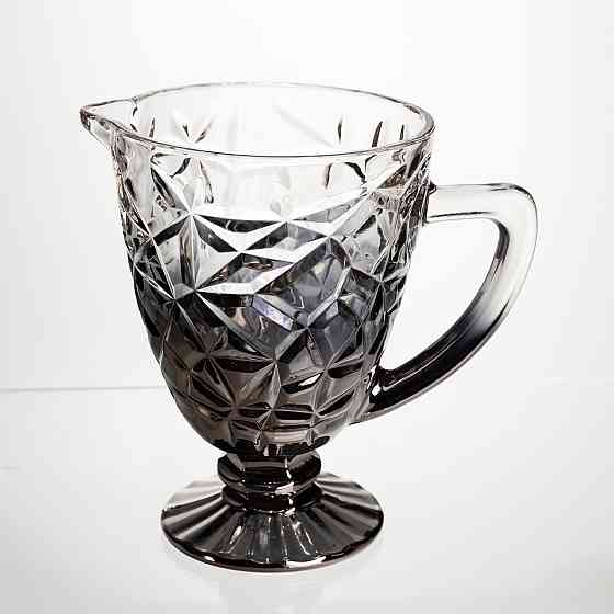 Глечик скляний для компоту 1.2 л ребристий фігурний графин для лимонаду мохіто-сангрії напоїв Сірий HP-19-179 Київ