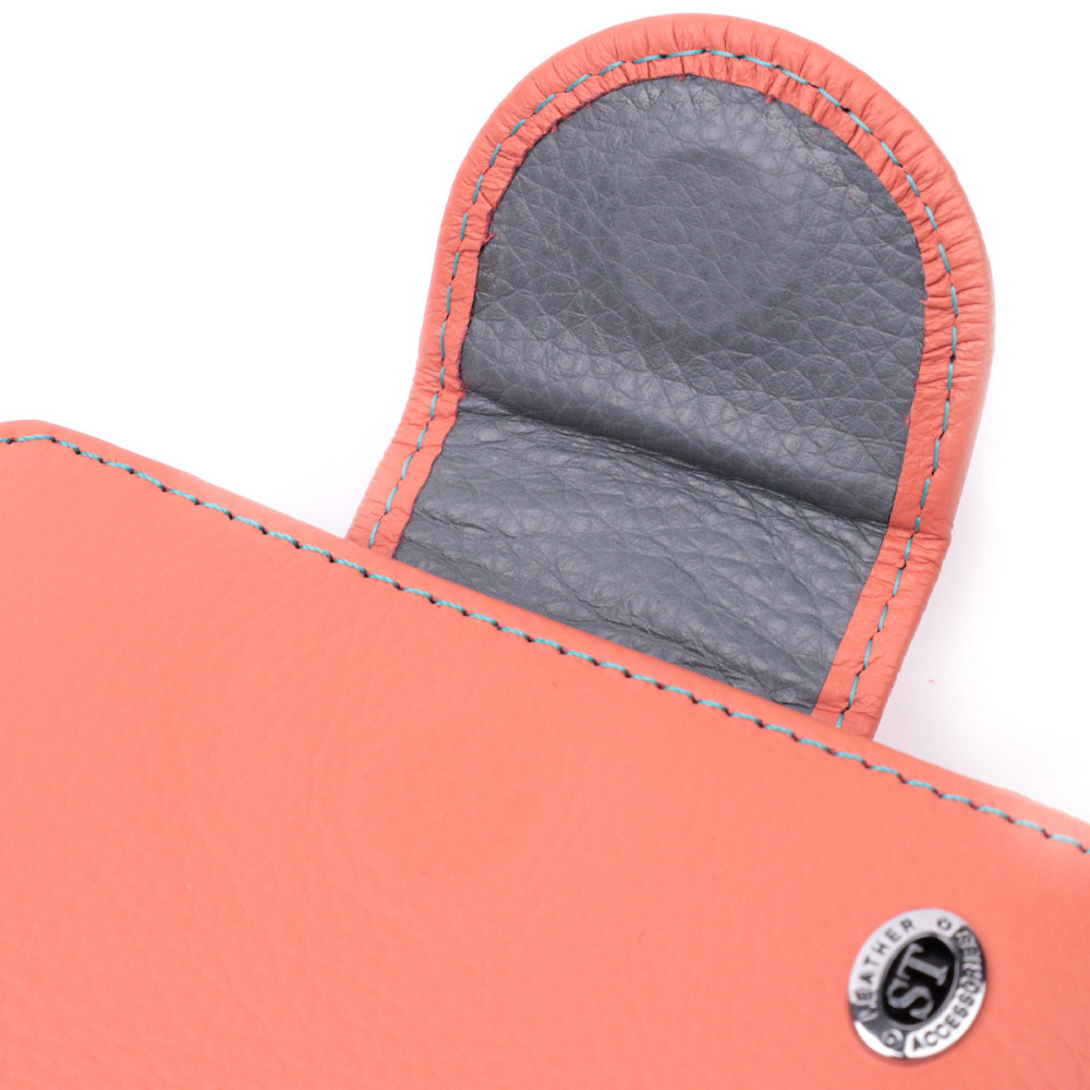 Стильный кожаный кошелек с монетницей снаружи для женщин ST Leather 19458 Оранжевый Киев - изображение 5