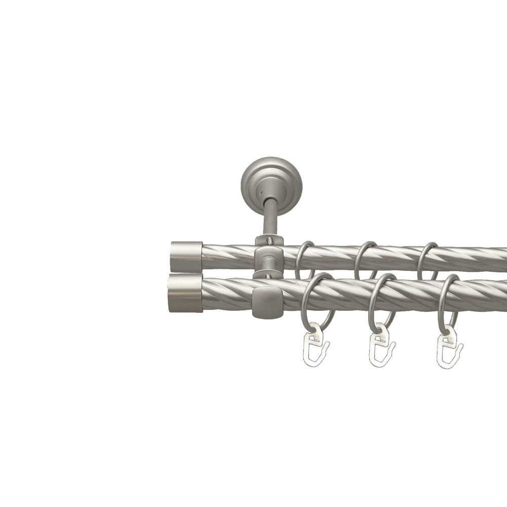 Карниз Orvit Заглушка металевий дворядний відкритий скручена труба кільце металеве Сатин 19\16 мм 160 см Львов - изображение 1